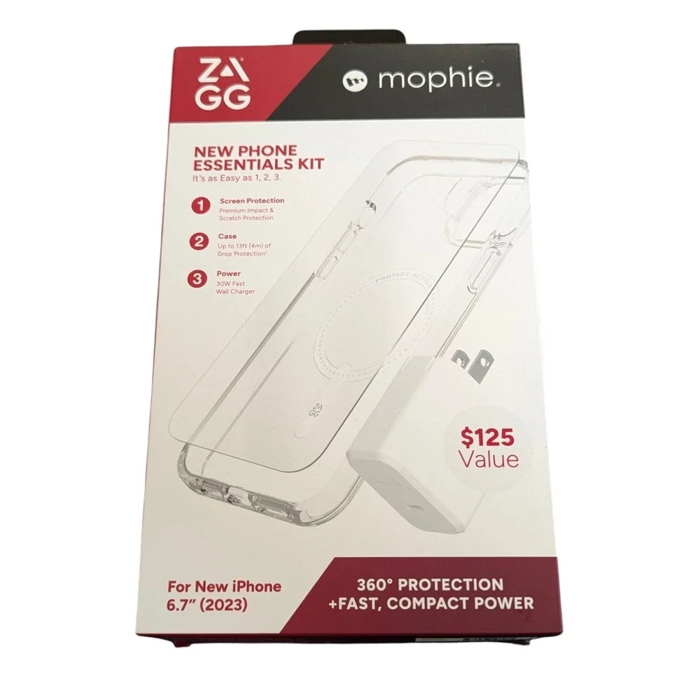 R5-N ZAGG mophie New Phone Essentials‎ Kit: 360 Protection Case/Charger/Screen